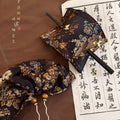 Dark Floral Brocade Square Hair Wrap With Black Hair Stick view 2