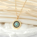 Gold Evil Eye Pendant Necklaces Round and Almond Two Styles view 5