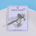 Green Enamel Lotus Seedpod Brooch Pearl Dragonfly Pin view 4