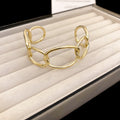 Rounded Oval Link Open Cuff Bracelet In Silver Tone Or Gold Tone view 7