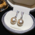Geometric Crystal Bar and Pearl Drop Stud Earrings view 6