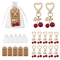 Gold Heart Clasp Red Cherry Keychain Leaf Bag Charm view 1