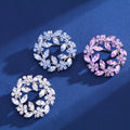 Purple Silver Tone Bauhinia Flower Crystal Eight Designs Metal Brooch Pin view 5