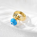 Gold Tone Swirled Glass Evil Eye Adjustable Rings in Ten Colors view 6