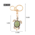 Rhinestone Sea Turtle Keychain Gold Tone Crystal Charm view 2