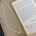 Crystal Accent Pearl Strand Necklace with Horse and Round Charms view 4