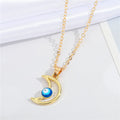 Gold Tone Blue Evil Eye Pendant Necklaces in Ten Symbolic Designs view 3