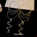 Layered Snake And Cross Pendant Necklace In Two Tones view 2