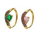 Open Side Zircon Ring Teardrop Stone Pave Band Design view 5