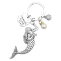 Silver Mermaid Dreaming of the Sea Pearl Shell Keychain view 5