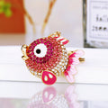 Jeweled Round Fish Keychains in Five Colors with Braided and Plain Loops view 11