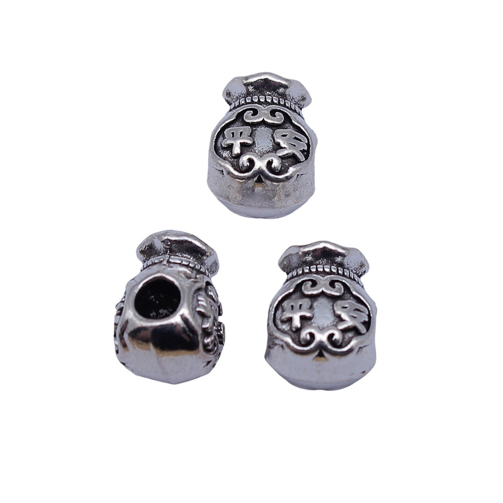 12x9.1x8.6mm 2.7g Antique Silver Zinc Alloy Lucky Bag Large Hole Spacer Beads for DIY Bracelet Jewelry Making