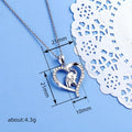 Silver Tone Heart Elephant Drop Pendant Necklace With Stones view 4