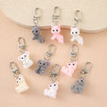 Flocked Fox Cat Bear Animal Keychains Silver Clips 7 Styles view 1