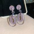 Crystal Oval Statement Drop Earrings in Four Colorways view 8