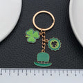 Two Green Clover and Hat Theme Keychains with Metal Hardware view 3