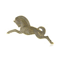 Textured Leaping Horse Brooch in Antique Metal Tones view 1