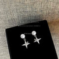 Silver Pearl CZ Starburst Front-Back Jacket Stud Earrings view 4