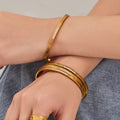 Grooved Crystal Hinged Bracelet in Polished Gold Tone view 4