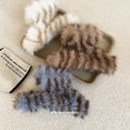 Striped Plush Fur Hair Claw Clips White Blue Tones view 2
