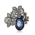 Vintage Floral Oval Gem Brooch in Blue or Champagne view 5