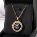 Gold and Silver Tone Round Openwork Evil Eye Pendant Necklaces view 9