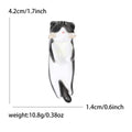 Black and White Stretching Cat Brooch With Pink Ears view 6