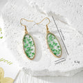Oval Gold Dense Dried Flower Resin Earrings Five Colors view 4
