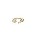 Gold Tone White Flower And Clear Stone Leaf Arrow Open Ring view 5