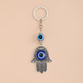 Silver Tone Hamsa Heart and Evil Eye Split Ring Keychains view 5