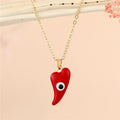 Gold Tone Horn-Shaped Evil Eye Pendant Necklaces in Four Colors view 3