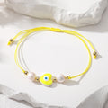 Cord and Pearl Accent Heart Evil Eye Bracelets in Nine Colors view 9