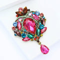 Multicolor Crystal Cluster Brooch with Pink Teardrop Dangle view 3