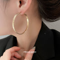 Slim Metal Hoop Earrings in Gold and Silver Tone Size Options view 4