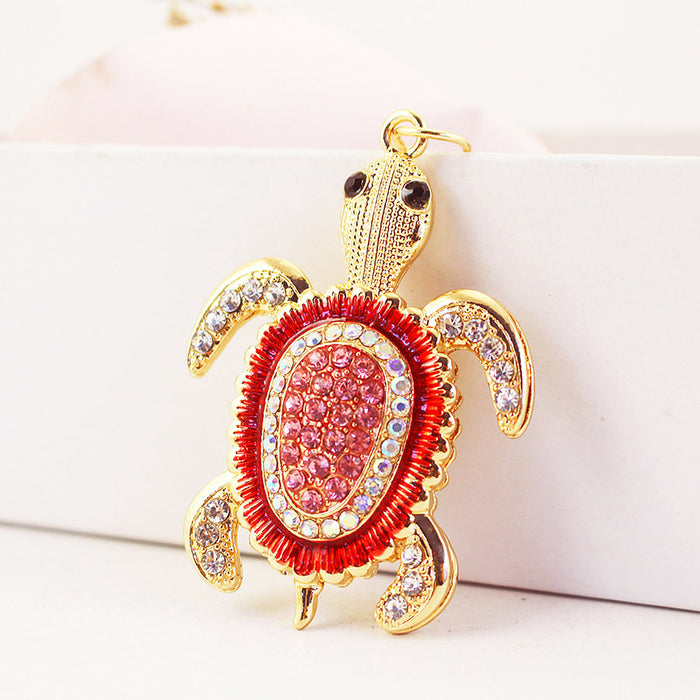 Cute Rhinestone Sea Turtle Keychain Zinc Alloy Ocean Bag Charm