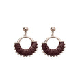 Leather Fringe Hoop Stud Earrings Fashion Jewelry Collection view 5