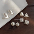 Pearlescent Resin Geometric Stud Earrings Heart Round Square view 3