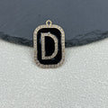 Black Enamel Rhinestone Letter Charm Pendant Gold-Tone Alloy view 9