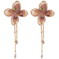 Pink Wire Mesh Flower Chain Drop Earrings Jewelry Accessory view 5