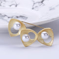 Triple Heart Brooch with White Pearl Accents Decorative Metal Pin view 6