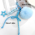 Braided Cord Star Charm Keychain With Fluffy Pom Pom And Bow view 4