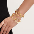 Textured Oval Link Bracelet in Gold and Silver Tone view 3
