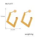 Geometric Diamond U Shape Stud Earrings Hammered Ribbed view 10