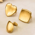 Oversized Heart Teardrop and Square Open Rings in Gold Tone view 3