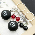 Black 8 Ball Keychains with Dice and Cherry Charms, 4 Styles view 3