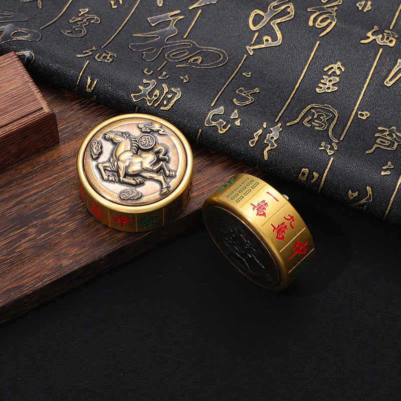 Solid Brass Tai Chi Bagua Double Fish Fidget Keychain Ornament