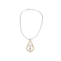 Silver Tone Necklace With Large Teardrop Pearl Like Pendant view 5