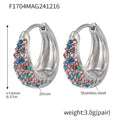 Teardrop Pave Hoop Earrings Zircon Blue Pine Three Sizes view 11