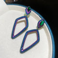 Iridescent Open Diamond Drop Earrings With Green Top Stones view 4