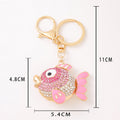 Round Rhinestone Goldfish Keychain Gold Clasp Two Colors view 5